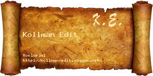 Kollman Edit névjegykártya